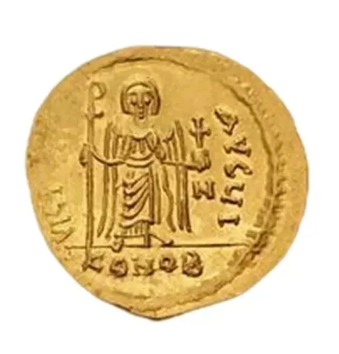 Phocas. 602-610. AV Solidus (19.5mm, 4.43 g, 6h). Constantinople mint, 10th officina. - Image 2