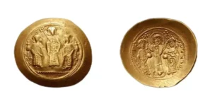 Romanus IV Diogenes, with Eudocia, Michael VII, Constantius, and Andronicus. 1068-1071. AV Histemenon Nomisma
