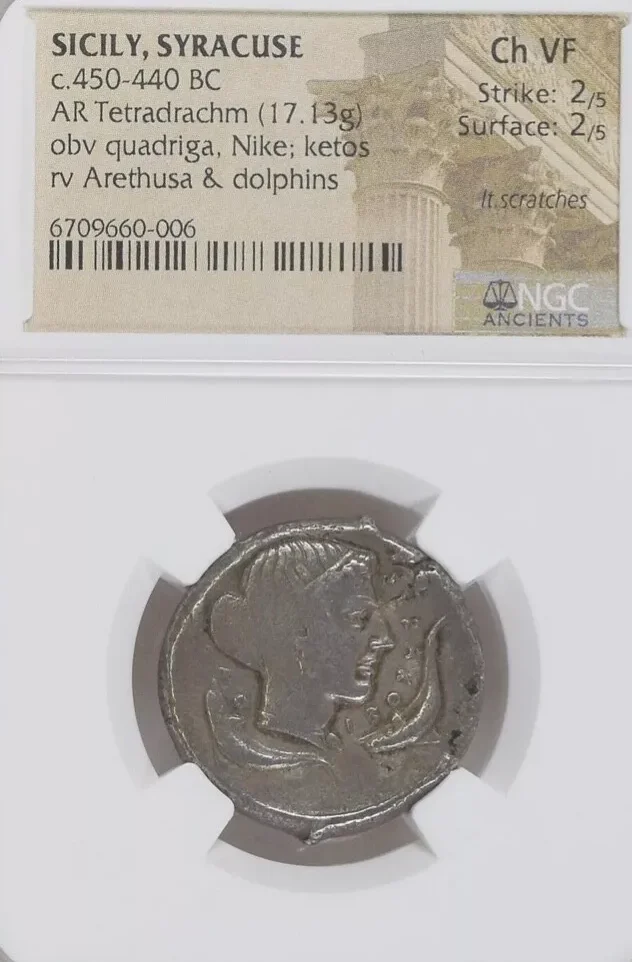 SICILY, Syracuse. 450-440 BC. AR Tetradrachm