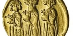 Byzantine Empire. Heraclius, with Heraclius Constantine and Heraclonas (610-641). AV Solidus. 