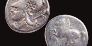 CORINTHIA, Corinth. Circa 350/45-285 BC. AR Stater (21mm, 8.28 g, 8h). Pegasos flying left