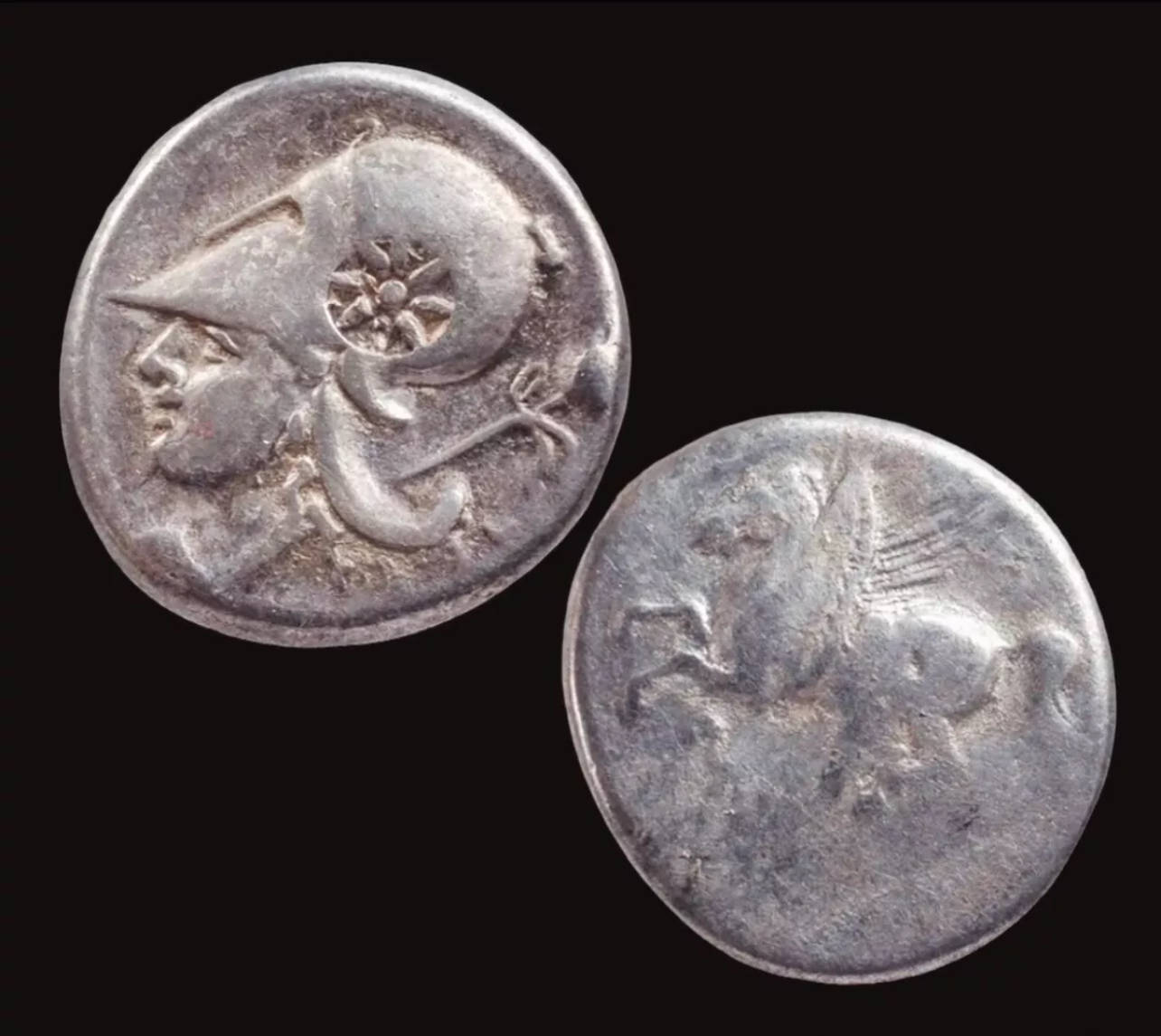 CORINTHIA, Corinth. Circa 350/45-285 BC. AR Stater (21mm, 8.28 g, 8h). Pegasos flying left