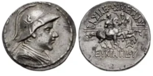 BAKTRIA, Greco-Baktrian Kingdom. Eukratides I Megas. Circa 170-145 BC. AR Tetradrachm