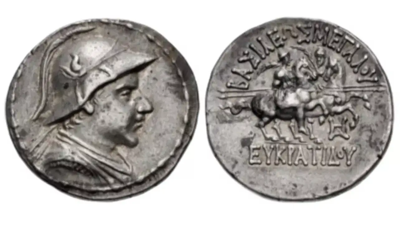 BAKTRIA, Greco-Baktrian Kingdom. Eukratides I Megas. Circa 170-145 BC. AR Tetradrachm