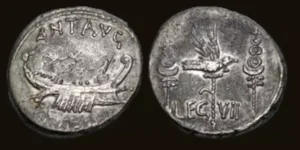 The Triumvirs. Mark Antony. Autumn 32-spring 31 BC. AR Denarius (15mm, 3.63 g, 6h).