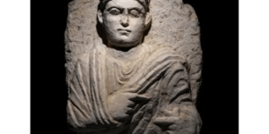 Ancient Palmyrene Limestone Large Bust of a Priest Circa 2nd Century A.D.