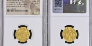 Byzantine Empire: Constantine VI & Irene with Leo III, Constantine V, and Leo IV  Mint: Constantinople Date: 780-790 AD Denomination: AV Solidus