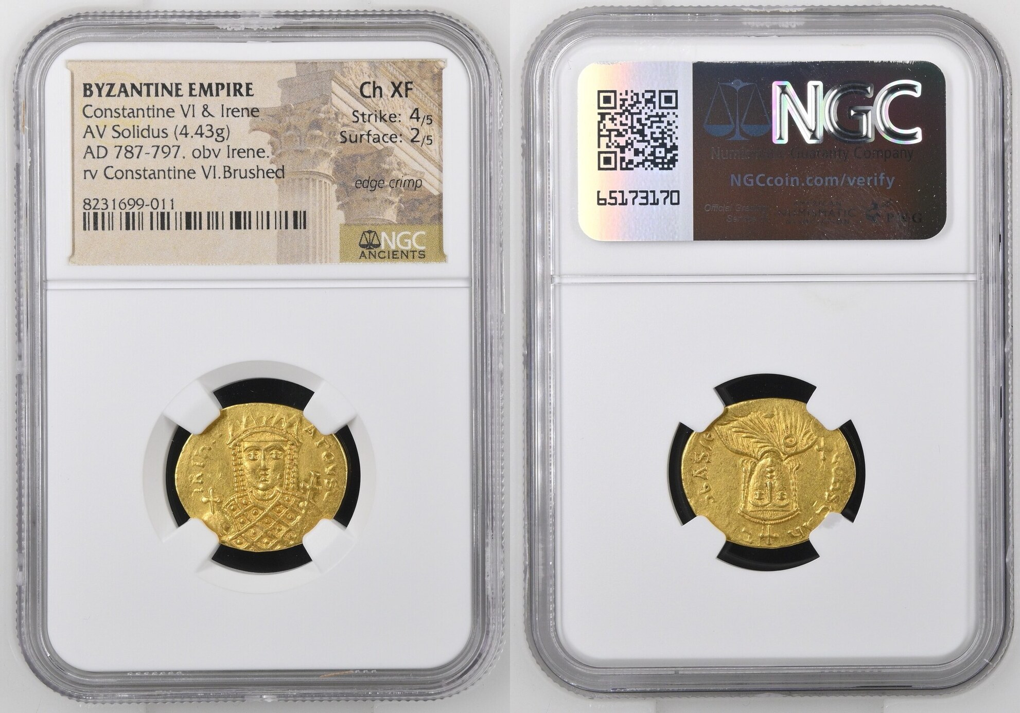 Constantine VI & Irene. 780-797. AV Solidus (21.5mm, 4.43 g, 6h). Constantinople mint.