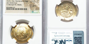 Michael VII Ducas (AD 1071-1078). AV/EL histamenon nomisma scyphate