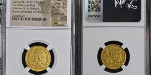 CONSTANTIUS II, A.D. 337-361. AV Solidus (4.45 gms), Nicomedia Mint, 6th Officina, A.D. 340-351.