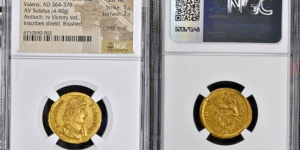 VALENS, A.D. 364-378. AV Solidus (4.40 gms), Antioch Mint, 7th Officina, A.D. 372. NGC