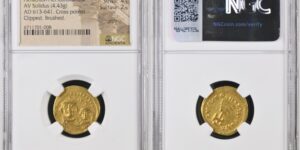 HERACLIUS with HERACLIUS CONSTANTINE, 610-641. AV Solidus (4.43 gms), Constantinople mint, 8th Officina, ca. 616-625.