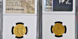 HERACLIUS with HERACLIUS CONSTANTINE, 610-641. AV Solidus (4.34 gms), Constantinople Mint, 7th Officina,