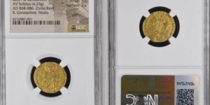 BASIL I with CONSTANTINE, 867-886. AV Solidus (4.33 gms), Constantinople Mint, 868-879.