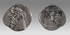 KINGS of PARTHIA. Mithradates II. 121-91 BC. AR Drachm (21mm, 3.72 g, 12h). Rhagai mint.