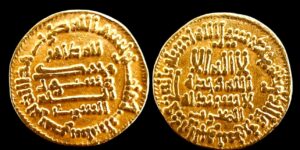 Abbasid Caliphate. temp. Al-Ma'mun. AH 194-218 / AD 808-833. AV Dinar (18mm, 4.23 gm). Misr mint. Dated AH 203 (AD 818/9).