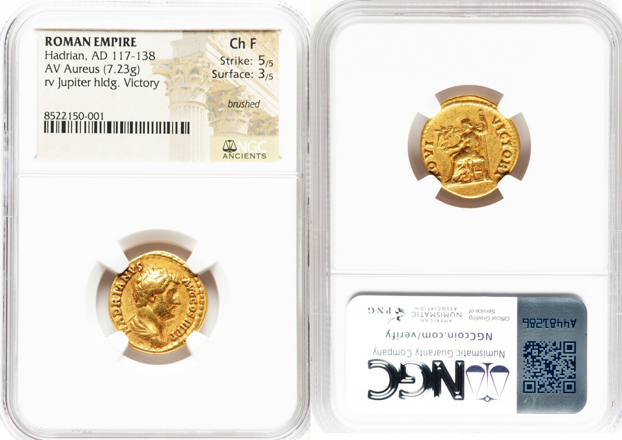 Hadrian (AD 117-138). AV aureus (19mm, 7.23 gm, 5h). NGC