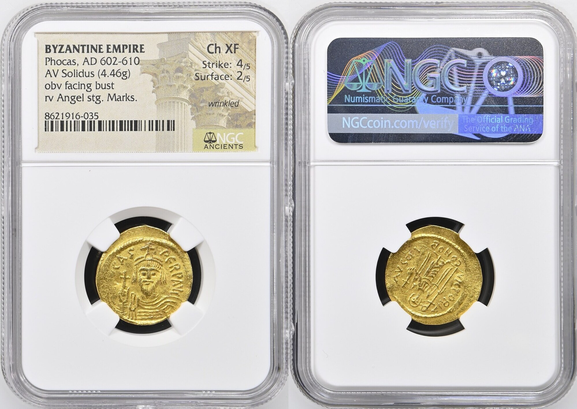 Phocas. 602-610. AV Solidus (20.5mm, 4.46 g, 7h). Constantinople mint, 10th officina.