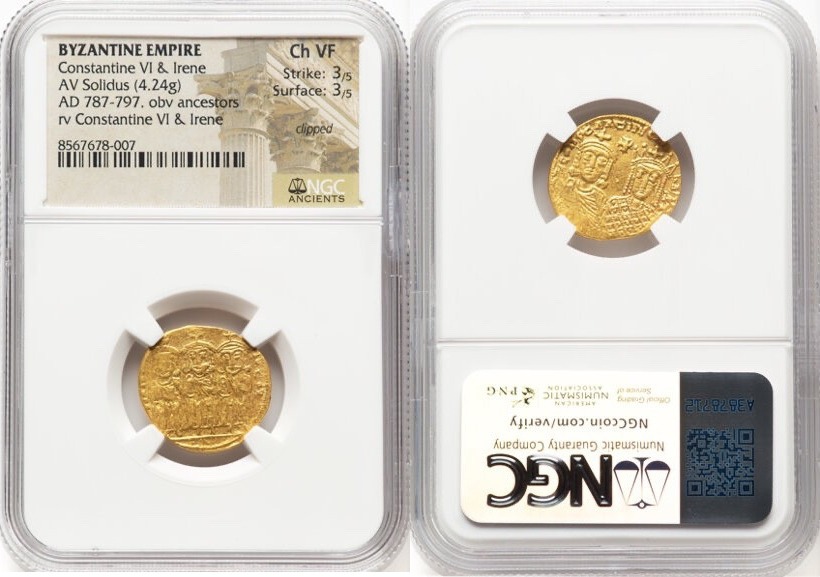 Constantine VI and Irene (AD 780-797). AV solidus (20mm, 4.24 gm, 7h).