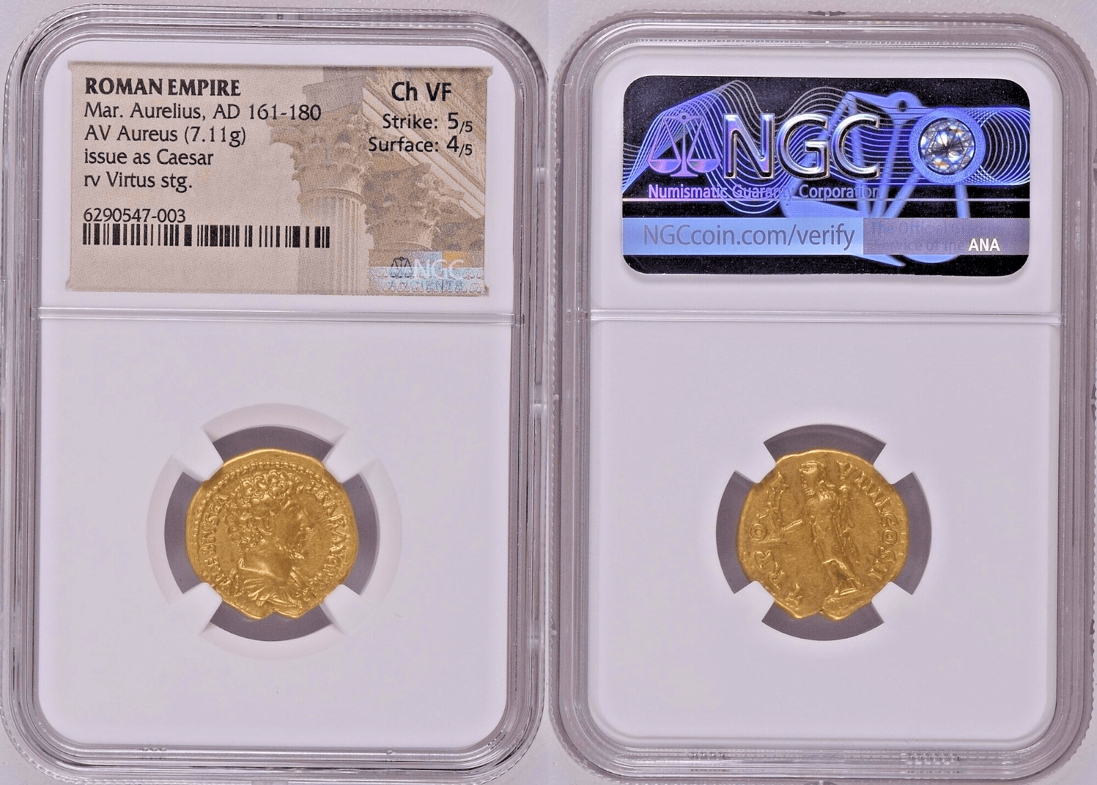 Marcus Aurelius, as Caesar, 139-161. Aureus (Gold, 7.11 g, 12 h), Rome,