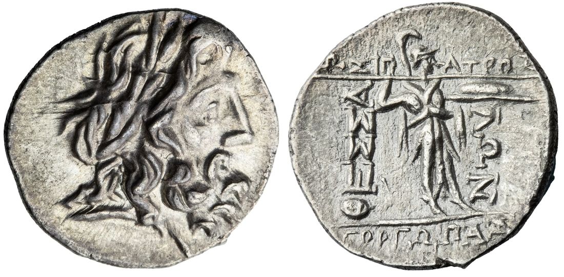 Thessaly, Thessalian League, AR Double Victoriatus, Sosipatros and Gorgopas as magistrates, struck c. 196-146 BC,
