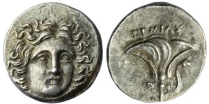 Islands of Caria, Rhodes, AR Drachm Pseudo-Rhodian issue, struck by mercenaries in Thrace, Hermias, magistrate, struck c. 179-168 BC