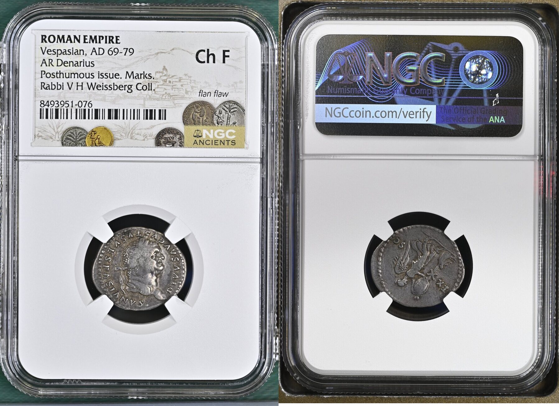 DIVUS VESPASIAN, died 79 C.E. AR Denarius, Rome Mint, Struck under Titus, 80-81 C.E. Judaea Capta