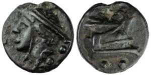 Roman Republic, Anonymous, Aes Grave, AE Sextans, cast 225-217 BC,