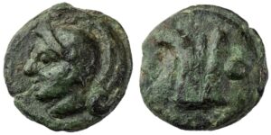 Roman Republic, Anonymous, Aes Grave, AE Uncia, cast 225-217 BC, head of Roma