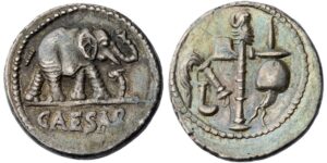 Roman Republic, Julius Caesar, AR Denarius, Military mint travelling with Caesar