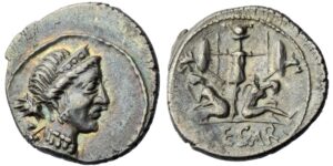 Roman Republic, Julius Caesar, AR Denarius, struck 46-45 BC
