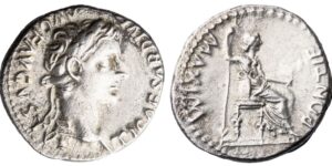 Roman Empire, Tiberius (AD 14-37), AR Denarius, "Tribute Penny" type, Lugdunum (Lyon),