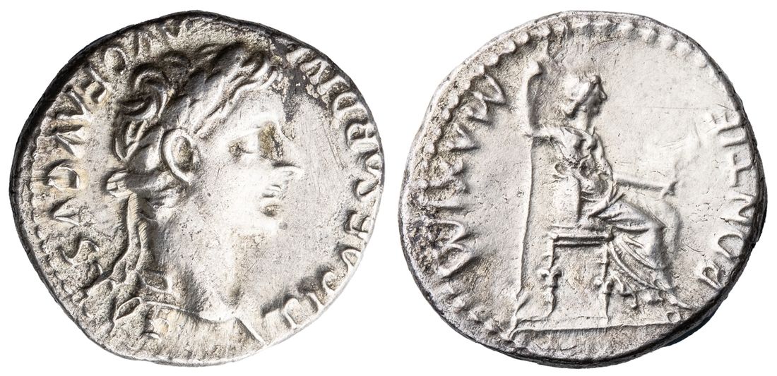 Roman Empire, Tiberius (AD 14-37), AR Denarius, "Tribute Penny" type, Lugdunum (Lyon),
