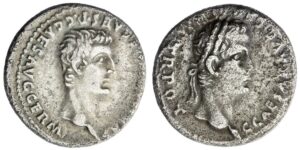Roman Empire, Caligula (AD 37-41), with Germanicus, AR Denarius, Lugdunum, struck c. 37-38,