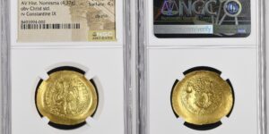 CONSTANTINE IX, 1042-1055. AV Histamenon Nomisma (4.32 gms), Constantinople Mint. NGC AU