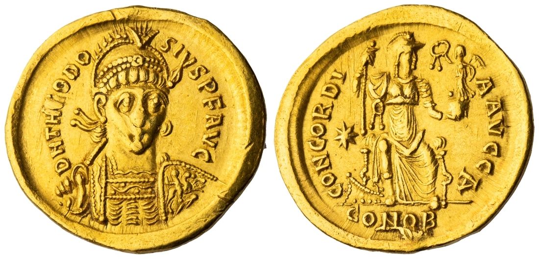 Roman Empire, Theodosius II (AD 402-450), AV Solidus,