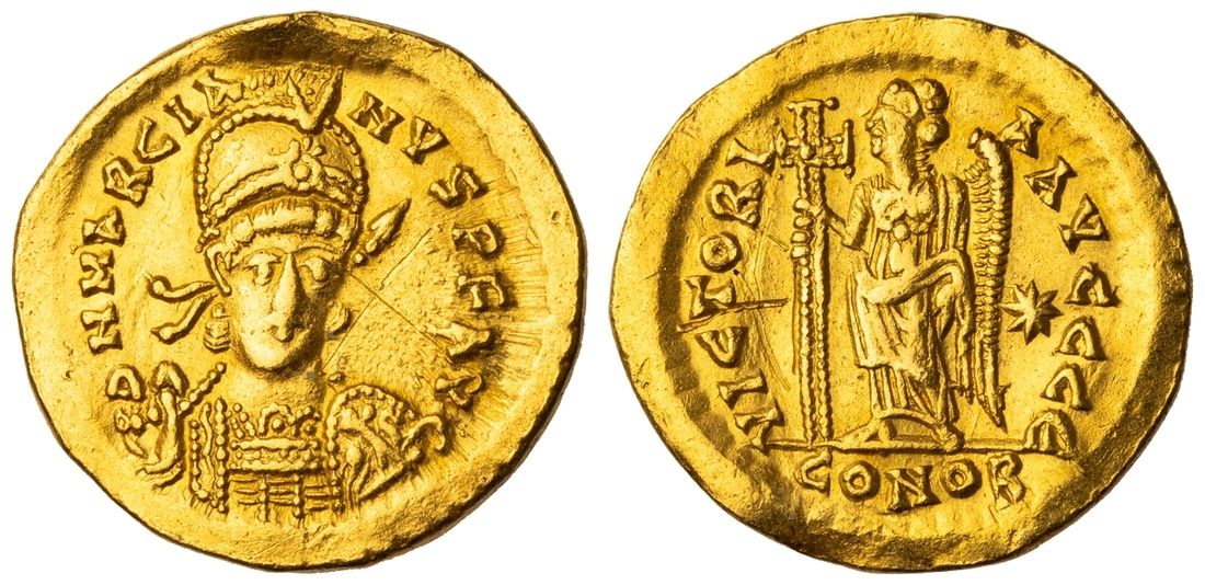 Roman Empire, Marcian (AD 450-457), AV Solidus, Constantinople, 5th Officina,