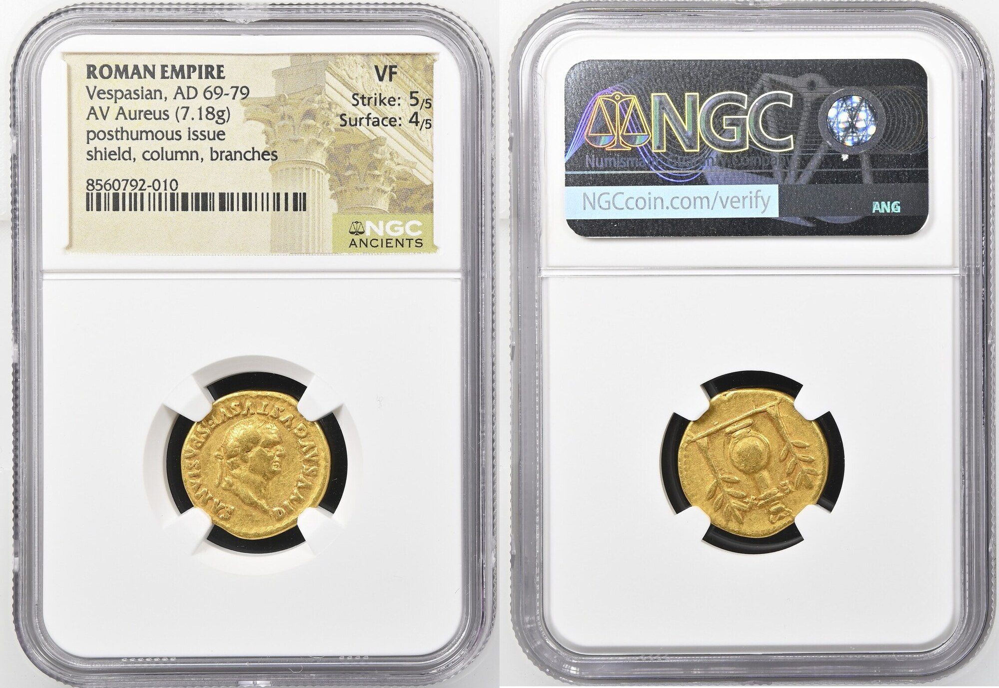 Ancient Roman Gold Aureus – Divus Vespasian Commemorative (AD 80–81)