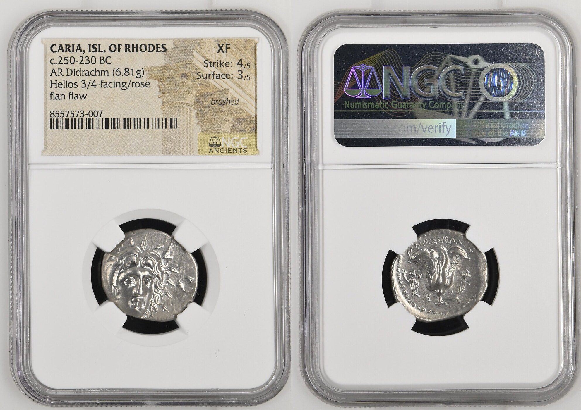 Islands of Caria, Rhodes, AR Didrachm, struck c. 250-230 BC, Agesidamos, magistrate,