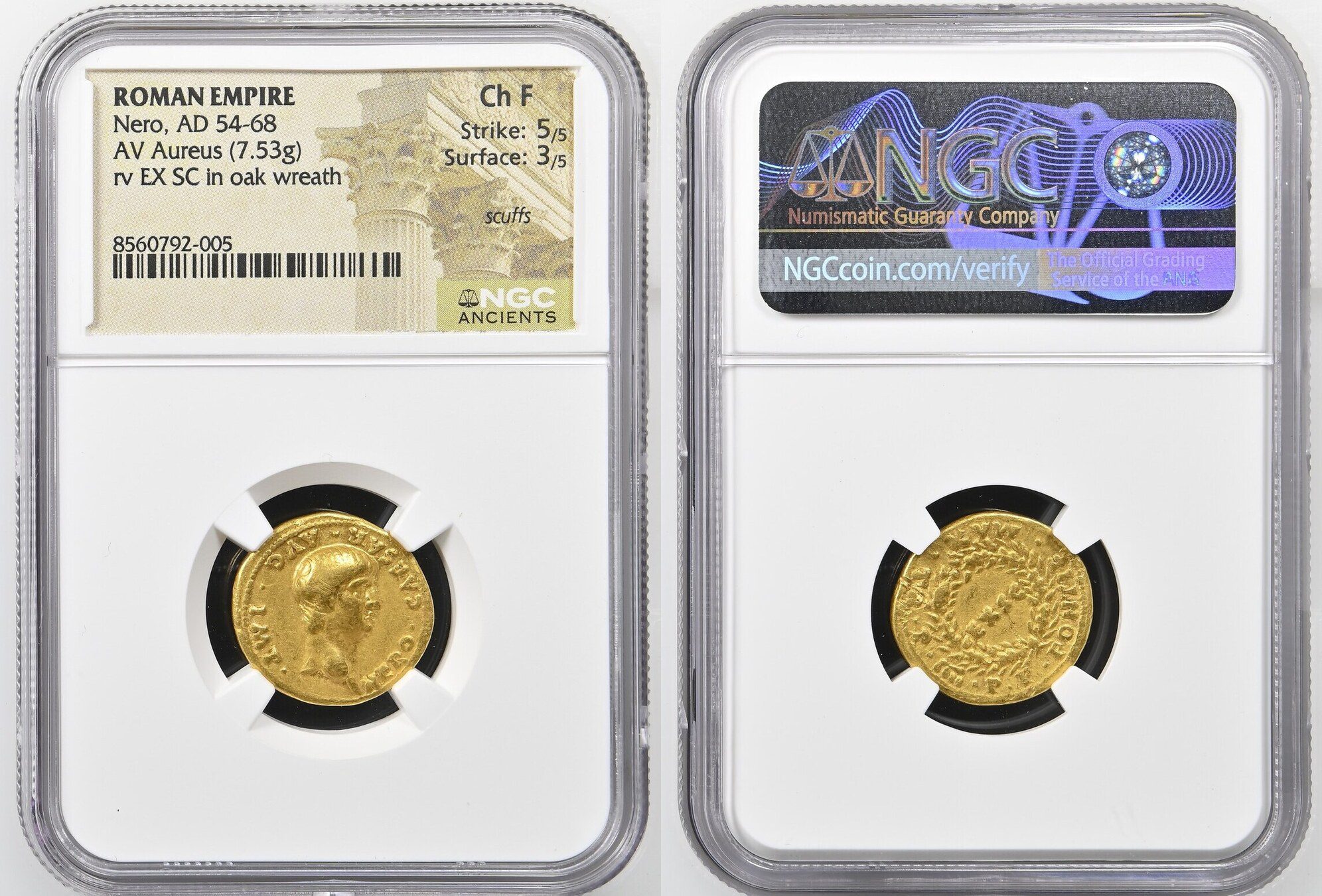 Ancient Roman Gold Aureus – Emperor Nero, Rome Mint (AD 57–58) - Image 2