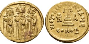 Heraclius, with Heraclius Constantine and Heraclonas, 610-641. Solidus (Gold, 19 mm, 4.44 g, 6 h),