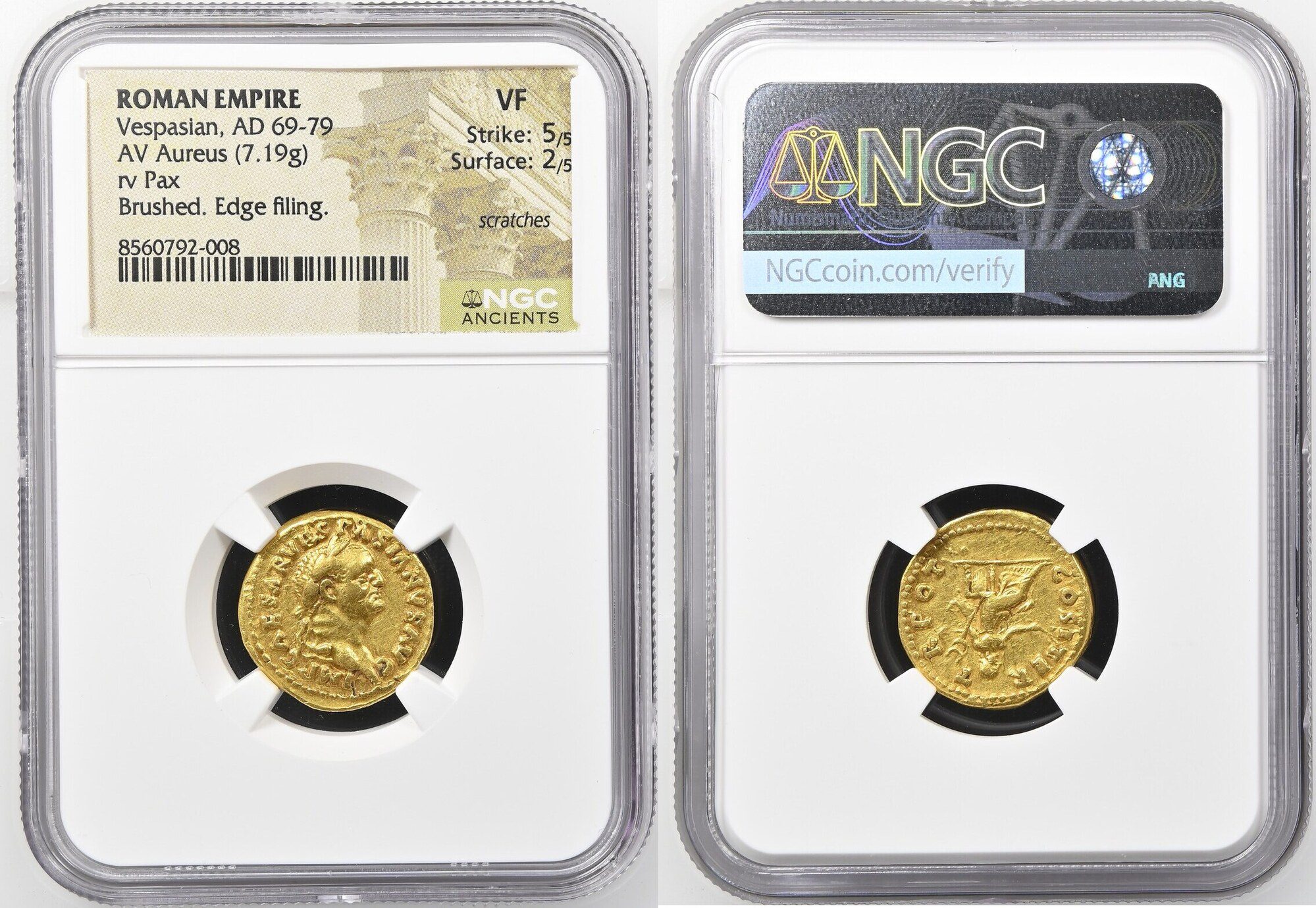 Ancient Roman Gold Aureus – Emperor Vespasian, Rome Mint (AD 70) - Image 2