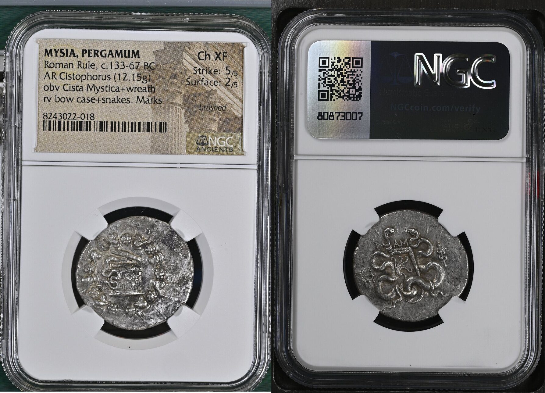 MYSIA. Pergamum. Roman Rule (ca. 133-67 BC). AR cistophorus (26mm, 12.15 gm, 11h). NGC