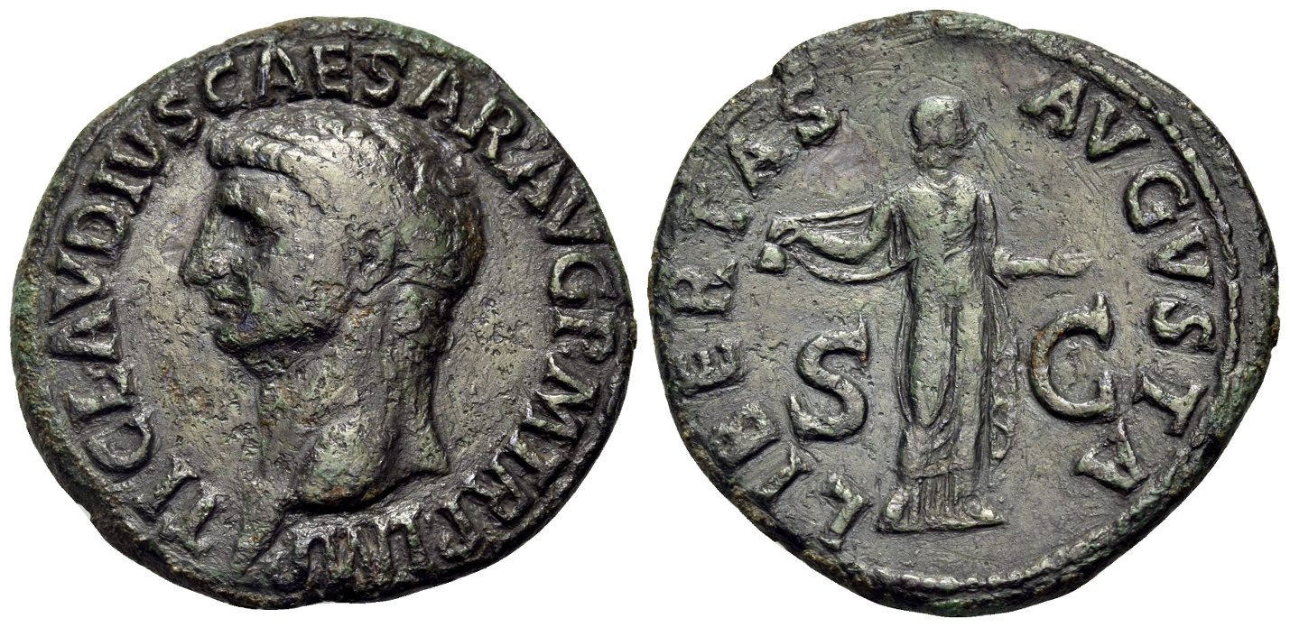 Claudius, 41-54. As (Bronze, 29 mm, 10.61 g, 6 h), Rome, 41-50. TI CLAVDIVS CAESAR AVG