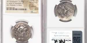 MACEDONIAN KINGDOM. Demetrius I Poliorcetes (306-283 BC). AR tetradrachm (29mm, 16.93 gm, 4h). NGC