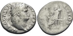 Nero, 54-68. Denarius (Silver, 18 mm, 3.16 g, 6 h), Rome, 64-65. NERO CAESAR AVGVSTVS