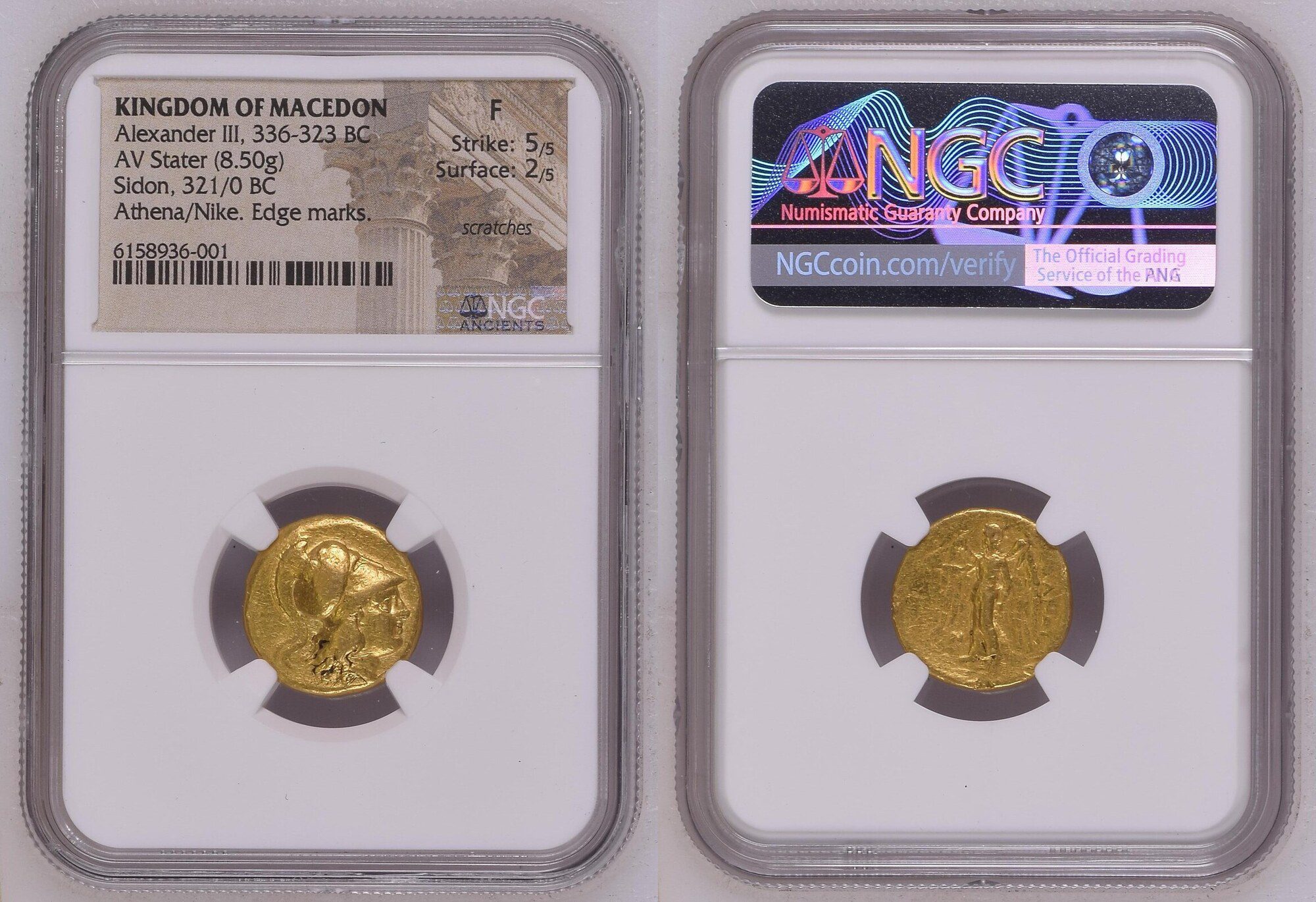 MACEDON. Kingdom of Macedon. Alexander III (the Great), 336-323 B.C. AV Stater (8.50 gms), Sidon Mint, ca. 321/0 B.C. NGC