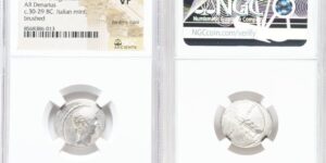 Octavian, as Imperator and Triumvir (43-33 BC). AR denarius (19mm, 10h). NGC
