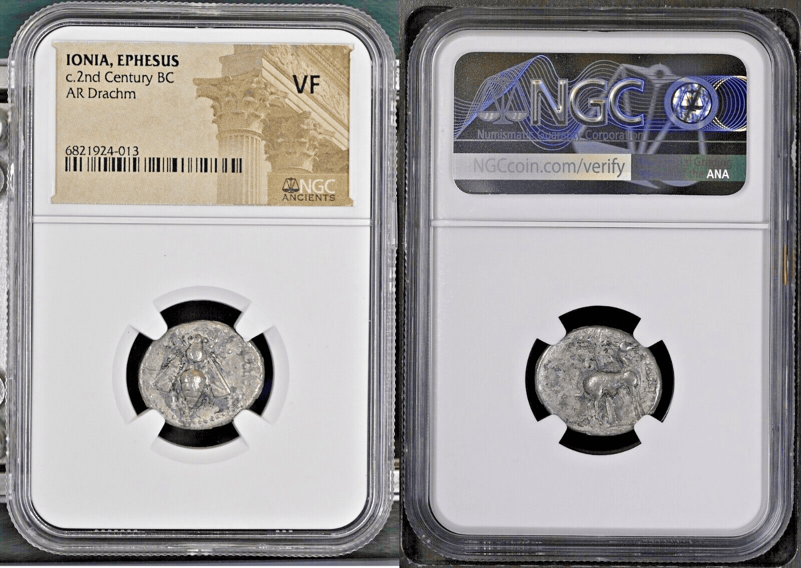 IONIA. Ephesus. Ca. 2nd century BC. AR drachm (19mm, 12h). NGC VF. Metrodorus, magistrate.