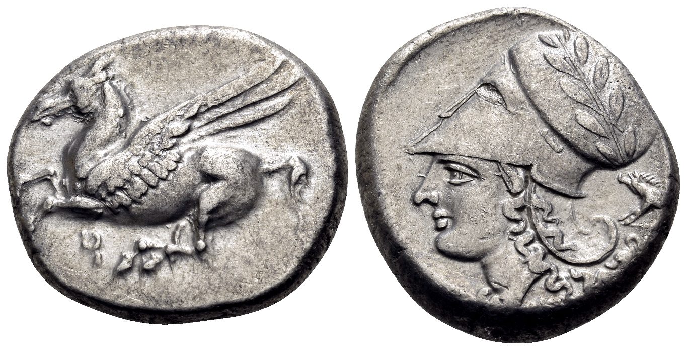 CORINTHIA. Corinth. Circa 350/45-285 BC. Stater (Silver, 20 mm, 8.57 g, 3 h). Pegasos